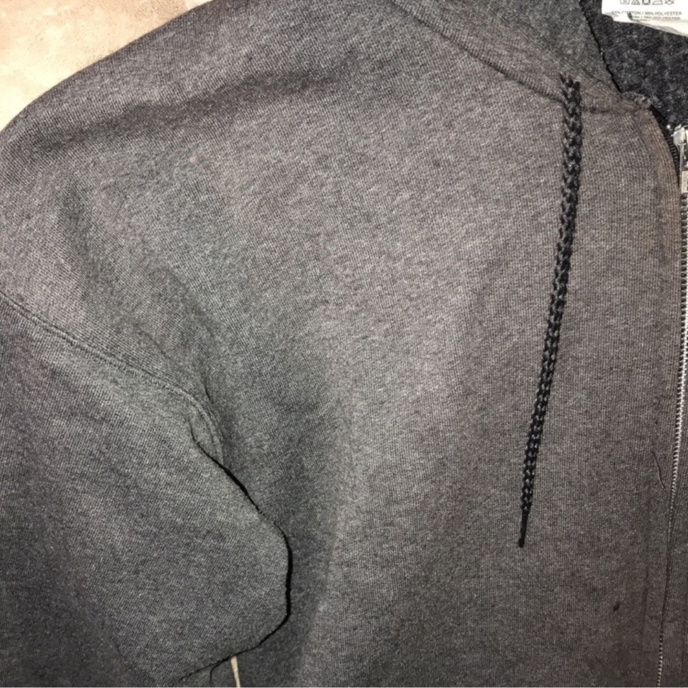 Hanes ultimate cotton grey medium zippered hooded sweatshirt damaged - Picture 7 of 9